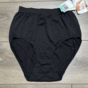 Vintage 90s High Waist Made In USA Seamless Nylon Brief Panty Black By Dim 8/9
